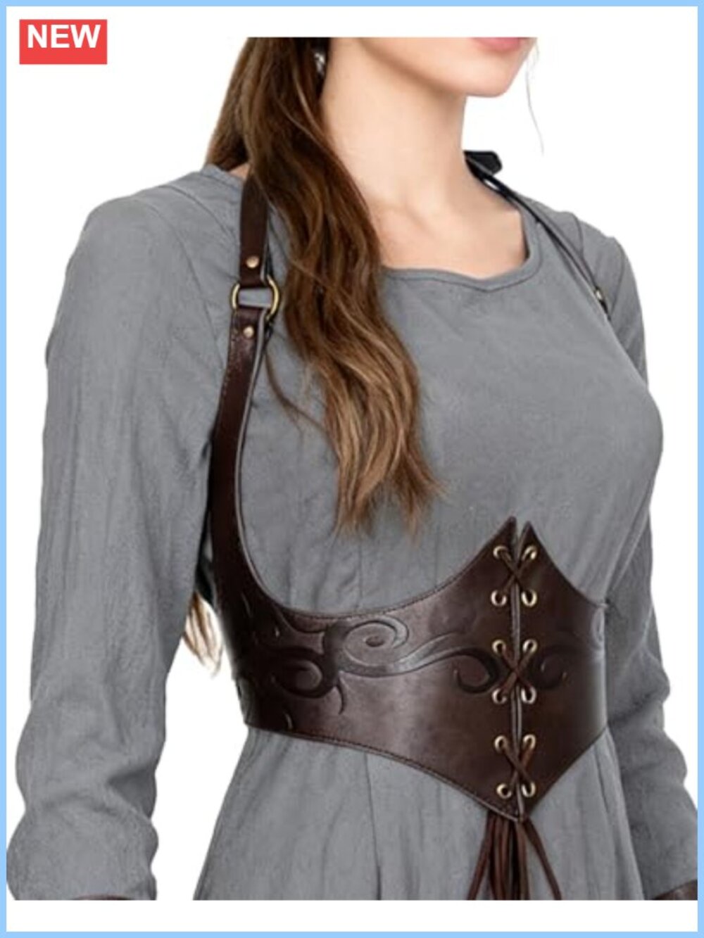 PU Leather Corset Belt Renaissance Waist Cincher Medieval Costume Accessory